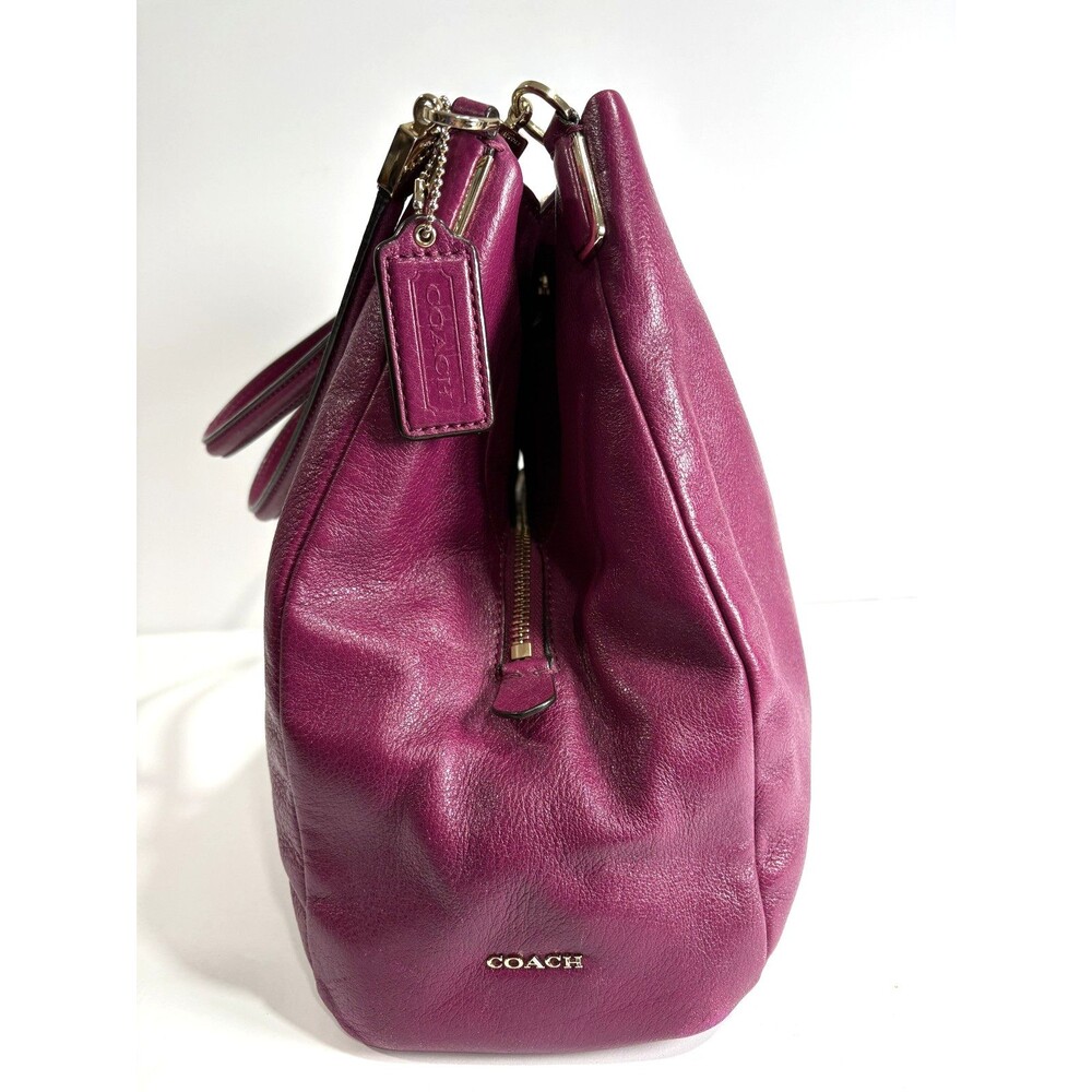 Coach Madison Phoebe Hot Pink Fuchsia Pebbled Leather Purse Bag - Picture 10 of 12